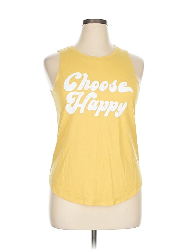 Pre-owned Grayson Threads Tank Top Yellow Halter Neckline Tops