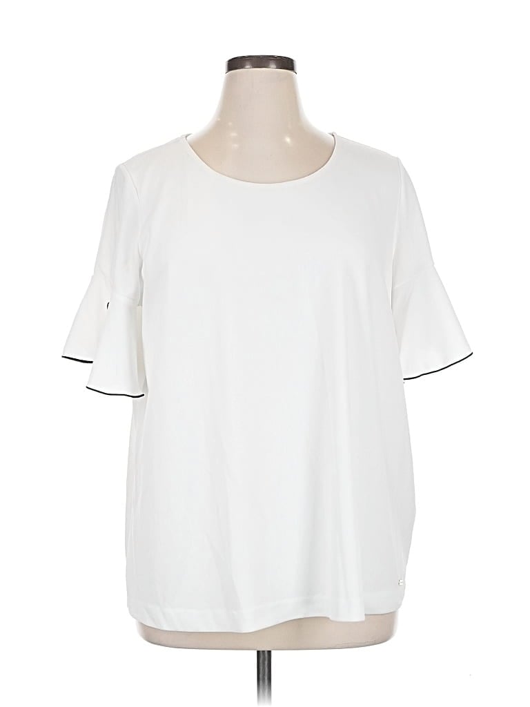 Pre-owned Calvin Klein Short Sleeve Top White Crew Neck Tops