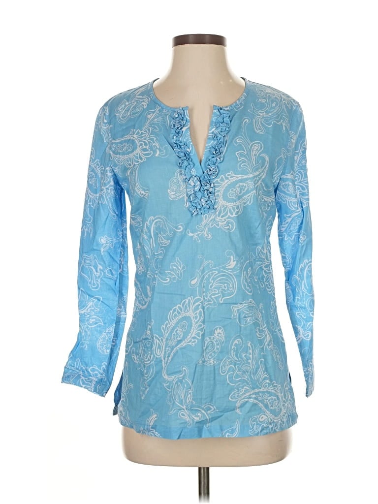 Pre-owned J. Mclaughlin 3/4 Sleeve Blouse In Blue
