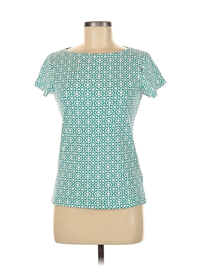 Pre-owned Jones New York Signature Short Sleeve Top Teal Square Neckline Tops In Blue