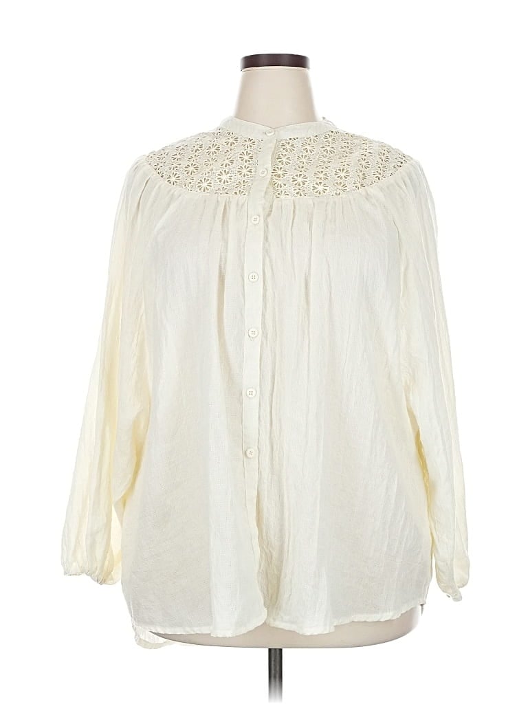 Pre-owned Suzanne Betro 3/4 Sleeve Blouse In White