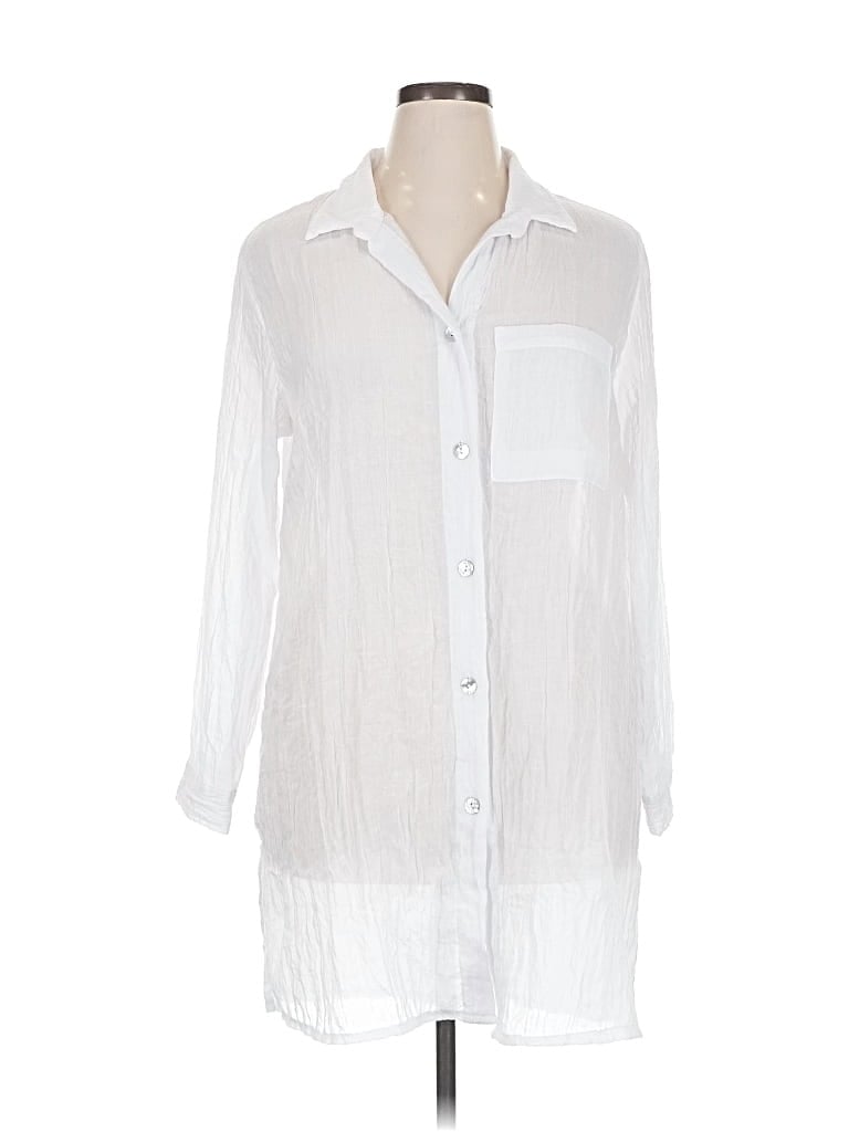 Pre-owned J Valdi Long Sleeve Blouse In White