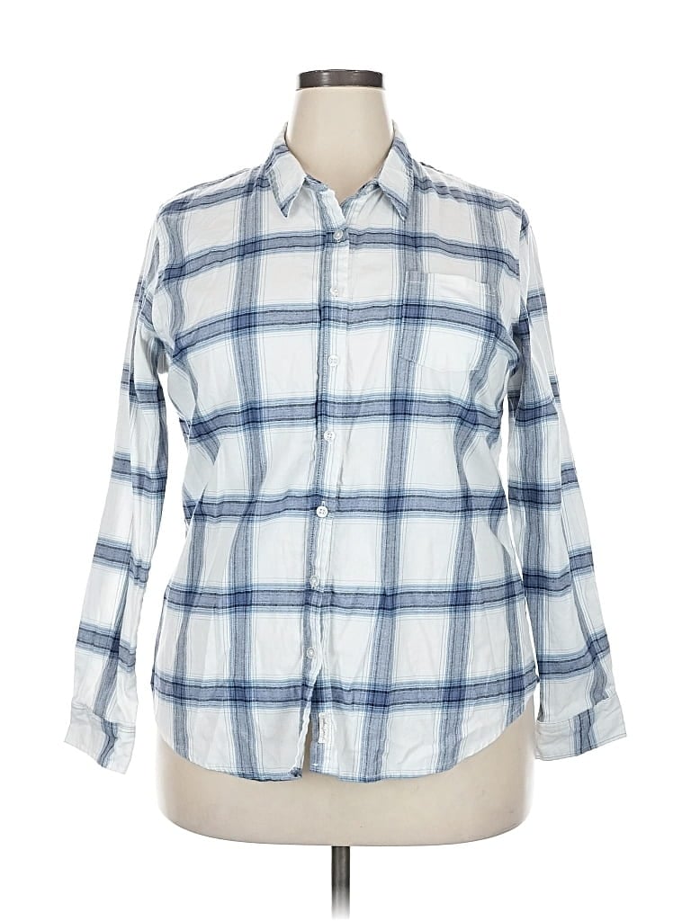 Pre-owned Weatherproof Long Sleeve Button Down Shirt In Blue