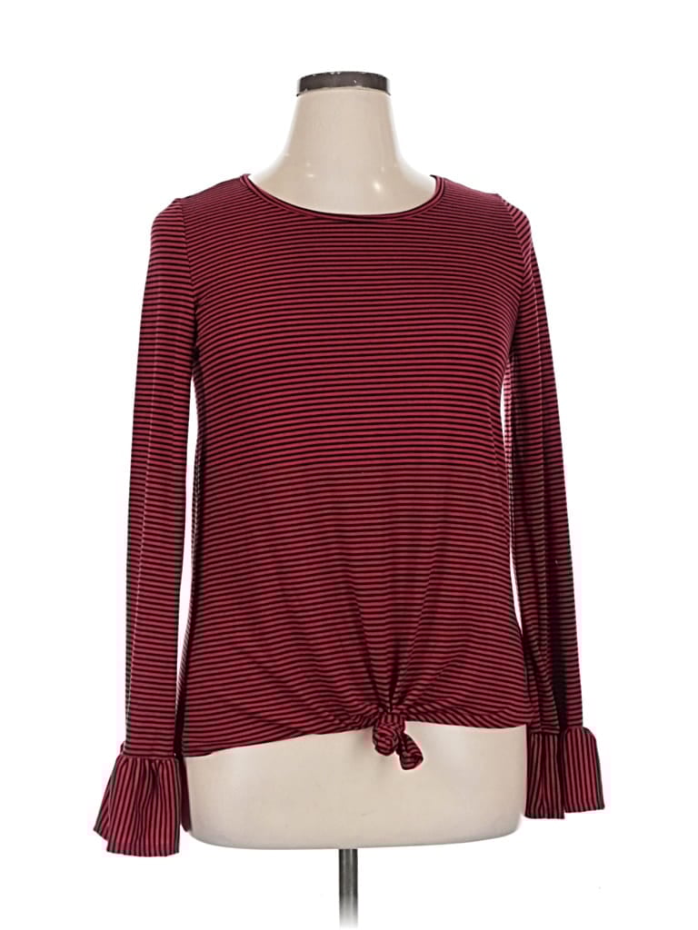 Pre-owned White Birch Long Sleeve Top Burgundy Boatneck Tops