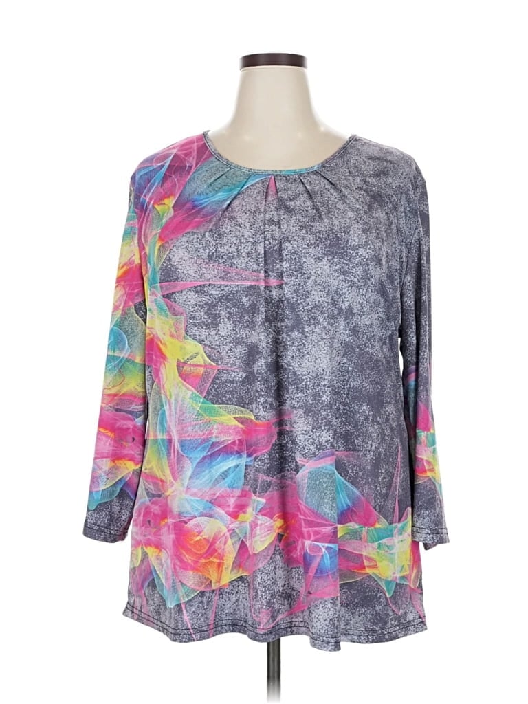 Pre-owned Lily By Firmiana 3/4 Sleeve Blouse In Gray