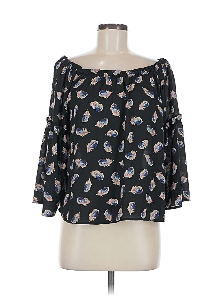 Pre-owned Aqua 3/4 Sleeve Blouse In Black