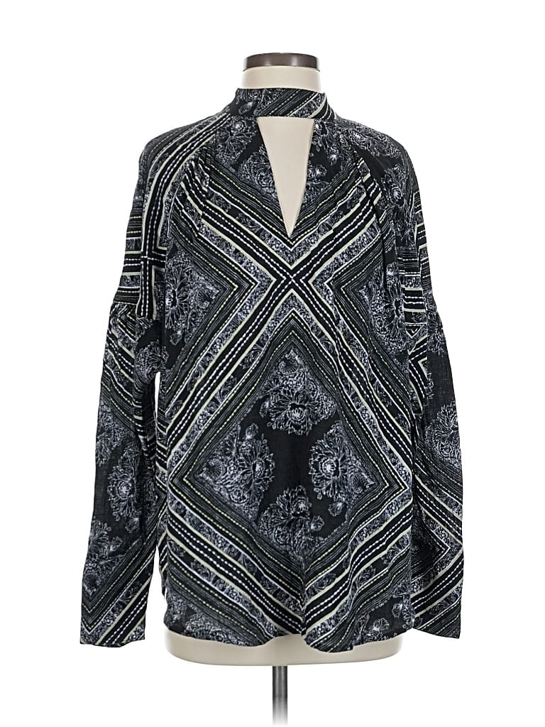 Pre-owned Free People Long Sleeve Blouse In Black