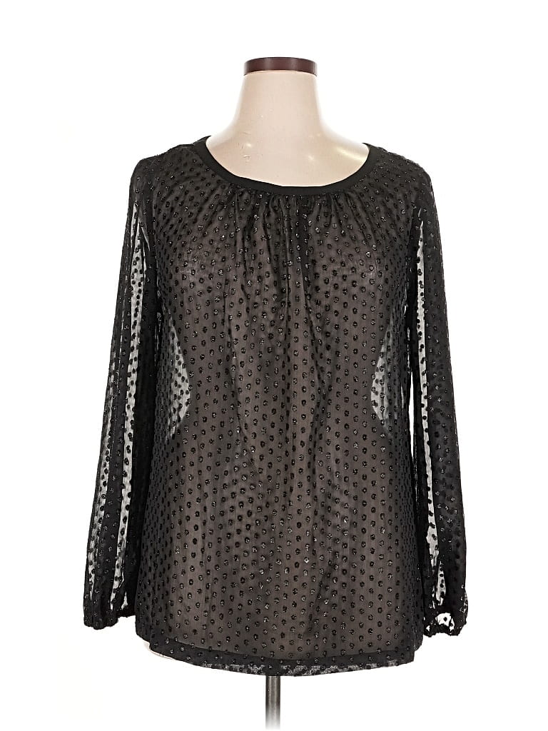 Pre-owned Liz Claiborne Long Sleeve Blouse In Black