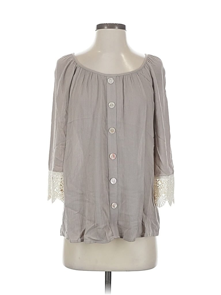 Pre-owned Agb 3/4 Sleeve Blouse In Gray