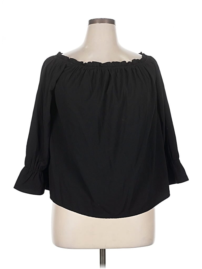 Pre-owned Lulus 3/4 Sleeve Blouse In Black