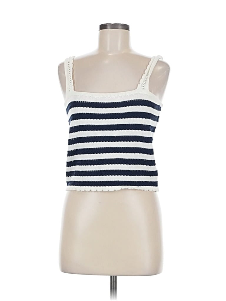 Pre-owned Flat White Sleeveless Top Ivory Square Neckline Tops In White