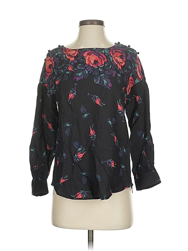 Pre-owned Maeve 3/4 Sleeve Blouse In Black
