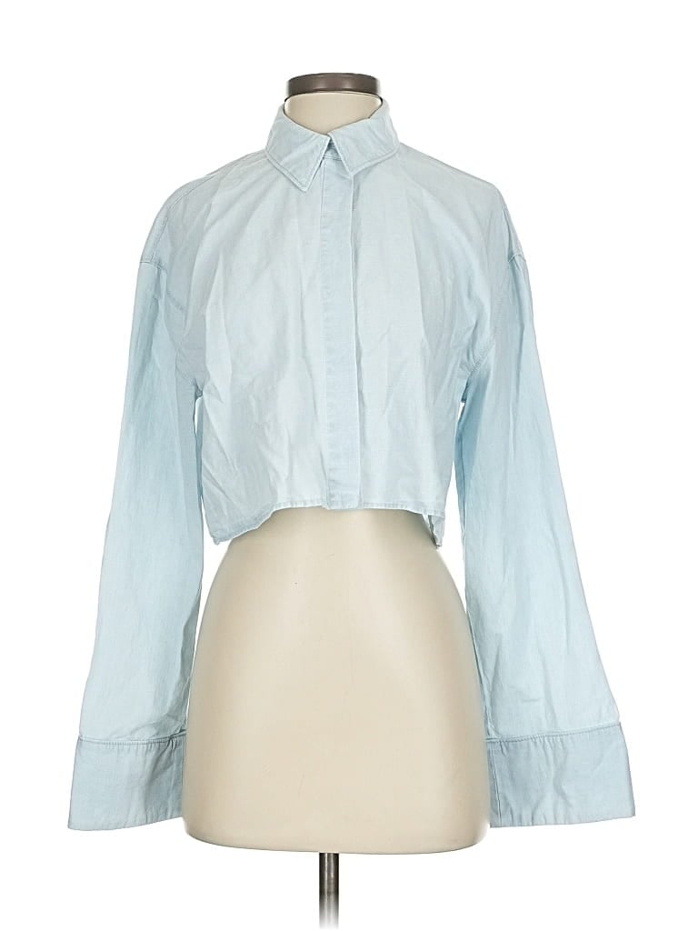 Pre-owned Zara Long Sleeve Blouse In Blue