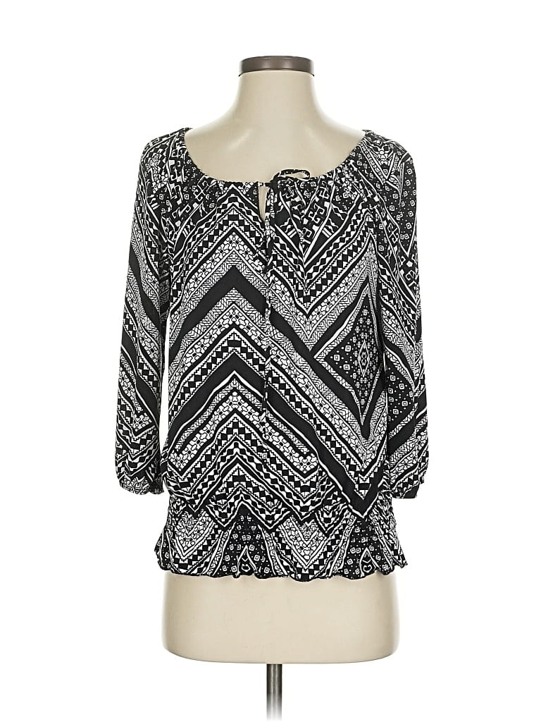 Pre-owned Carol Rose 3/4 Sleeve Blouse In Silver