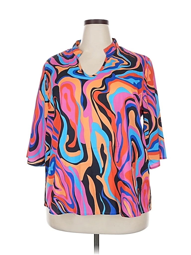 Pre-owned Shein Curve 3/4 Sleeve Blouse In Orange