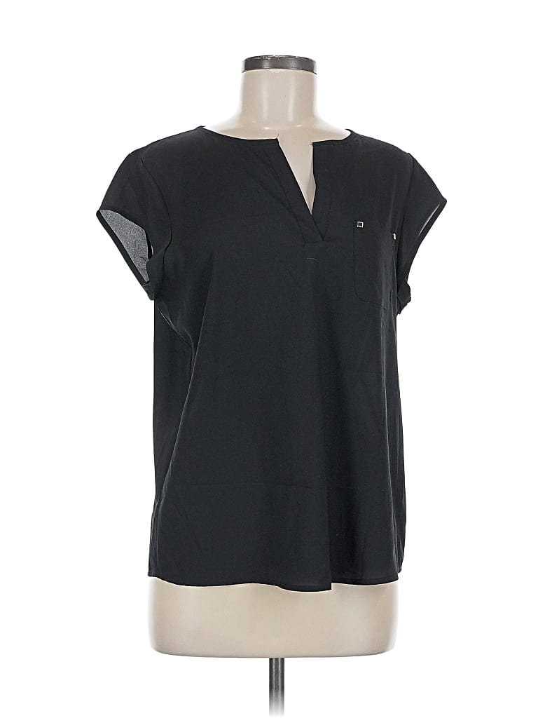 Pre-owned Ivanka Trump Short Sleeve Top Black V-neck Tops