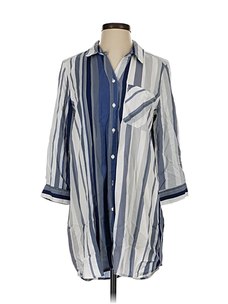 Pre-owned Assorted Brands 3/4 Sleeve Button Down Shirt In Blue