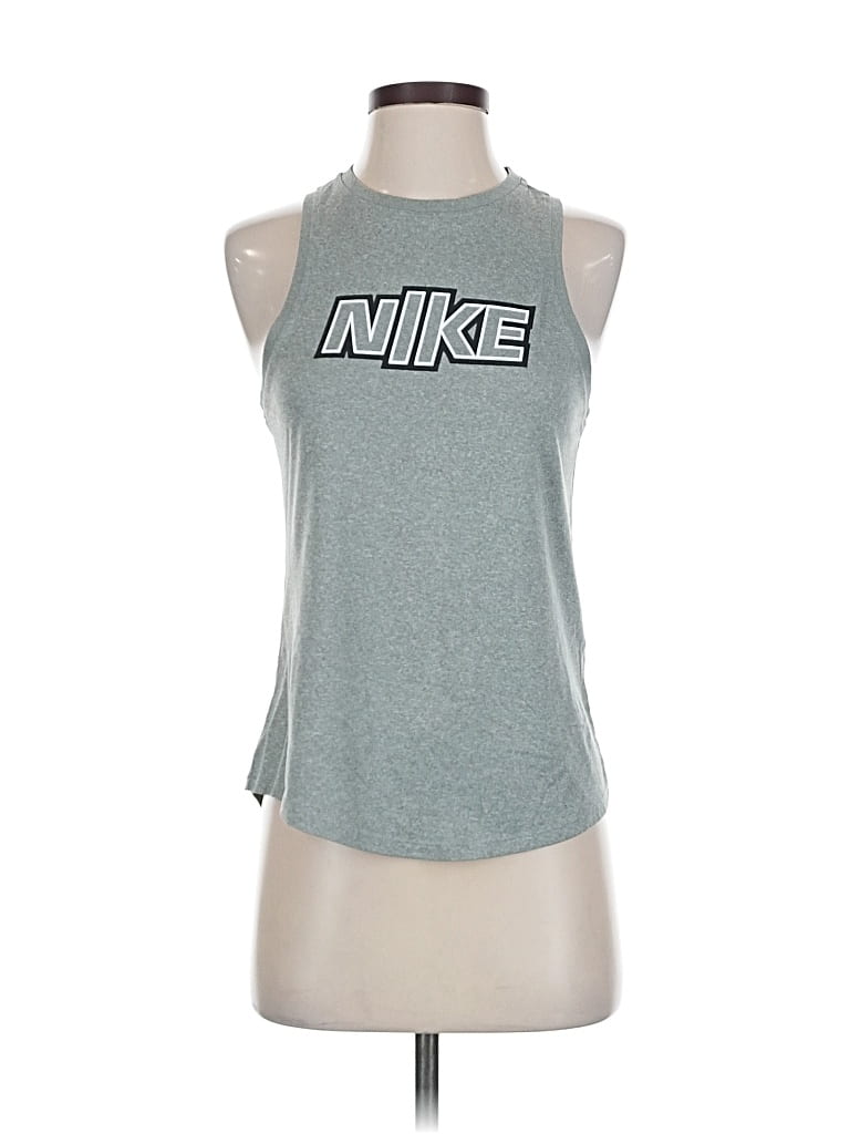 Pre-owned Nike Tank Top Gray Halter Neckline Tops