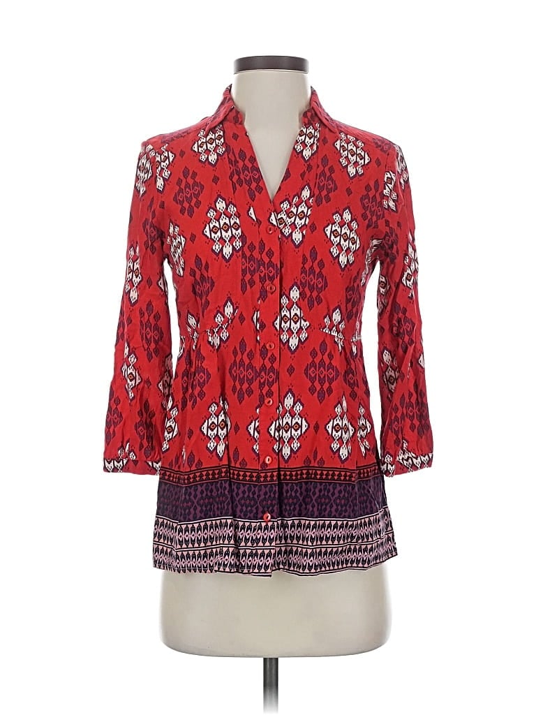 Pre-owned Maeve 3/4 Sleeve Blouse In Red