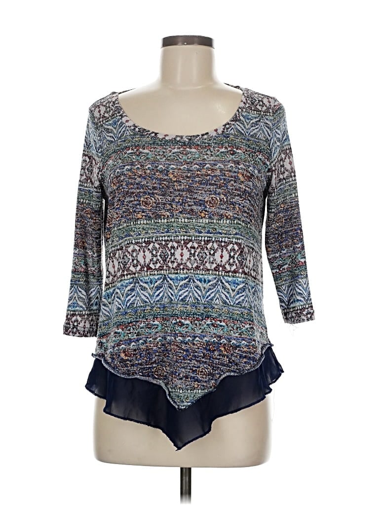 Pre-owned French Laundry 3/4 Sleeve T-shirt In Blue