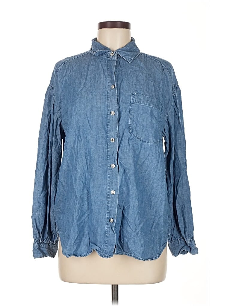 Pre-owned Jane And Delancey Long Sleeve Button Down Shirt In Blue