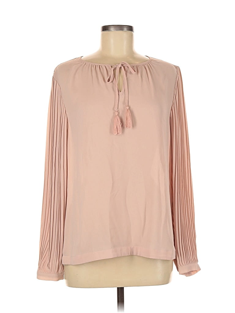 Pre-owned Marled By Reunited Long Sleeve Blouse In Pink