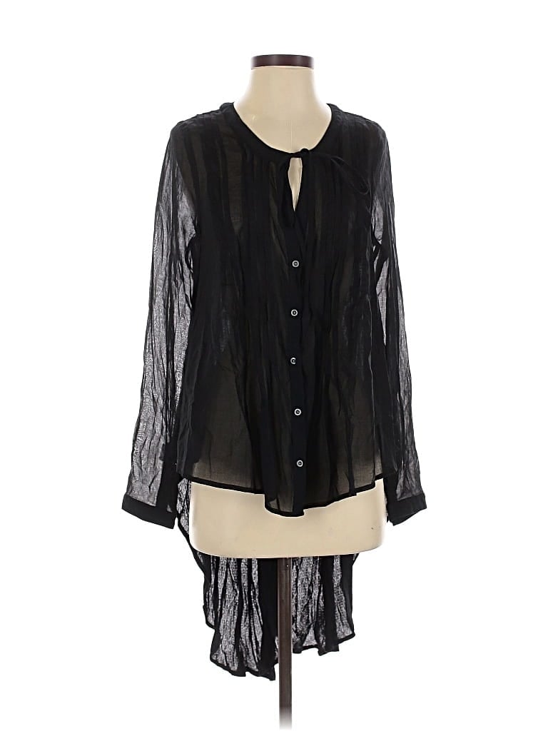 Pre-owned Free People Long Sleeve Blouse In Black