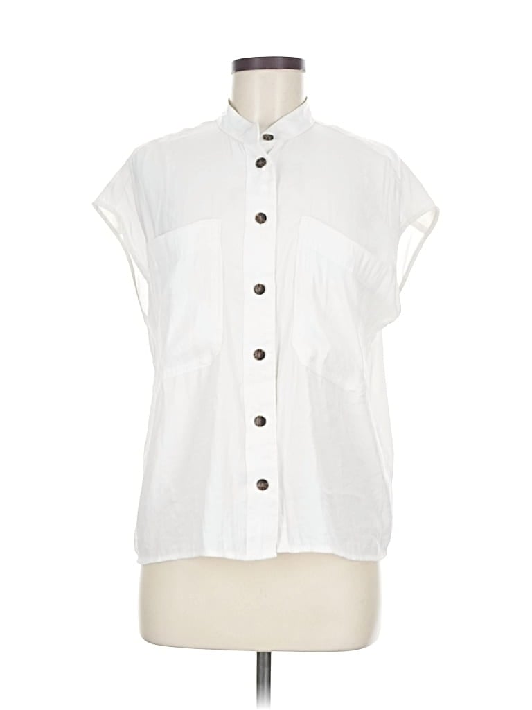 Pre-owned Banana Republic Sleeveless Button Down Shirt In White