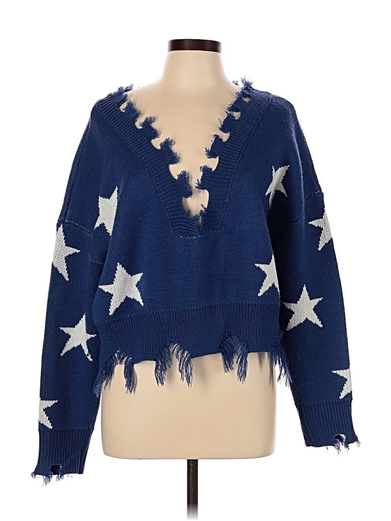 Pre-owned Zaful Pullover Sweater In Blue