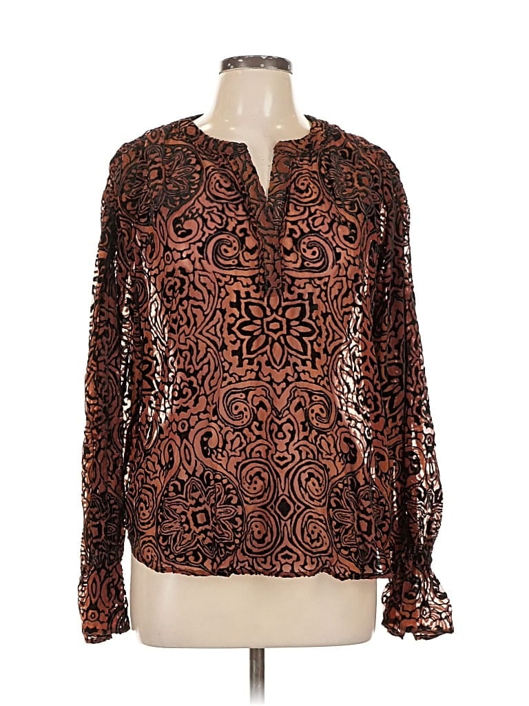 Pre-owned Democracy Long Sleeve Blouse In Brown