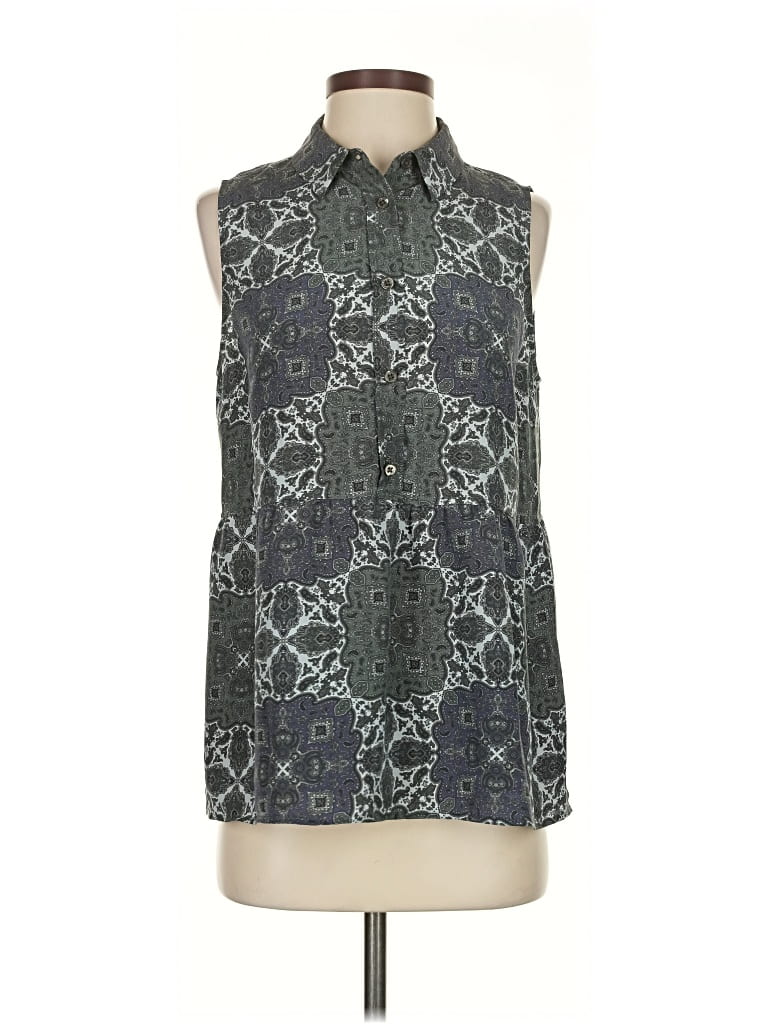 Pre-owned Equipment Sleeveless Button Down Shirt In Gray