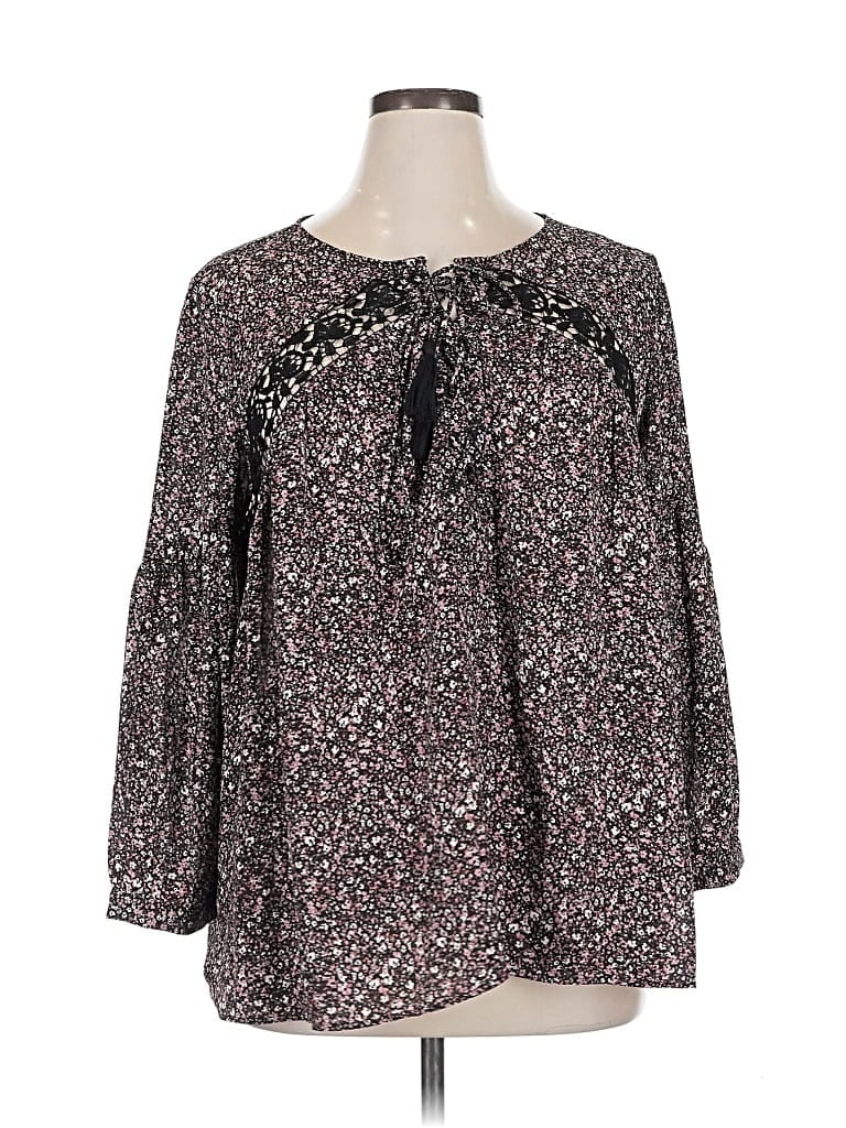 Pre-owned Ann Taylor Loft Outlet 3/4 Sleeve Blouse In Black