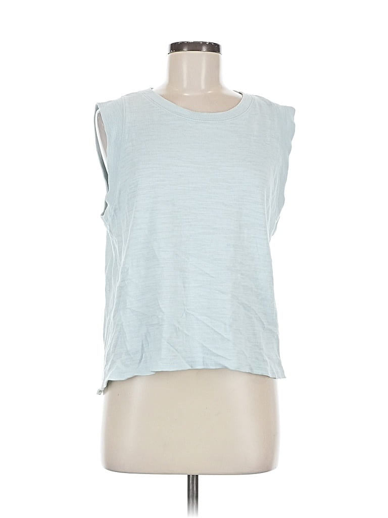 Pre-owned Faherty Sleeveless Top Blue Scoop Neck Tops