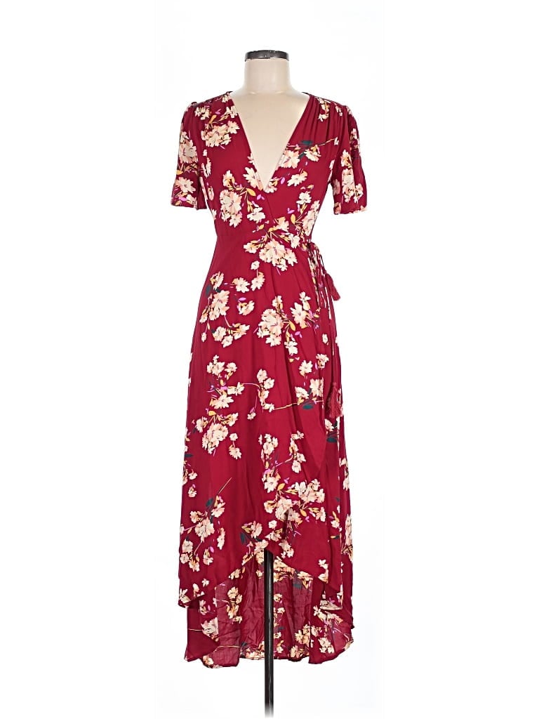 Pre-owned Akira Chicago Black Label Casual Dress In Burgundy