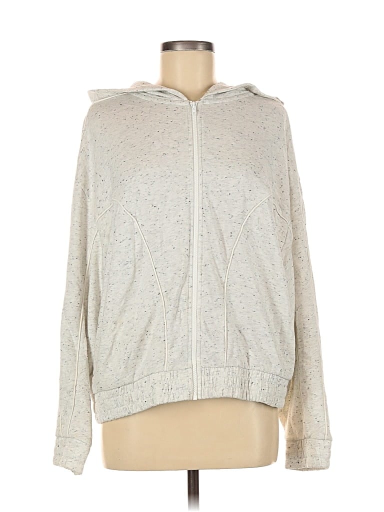 Pre-owned Victoria's Secret Pink Zip Up Hoodie In Gray