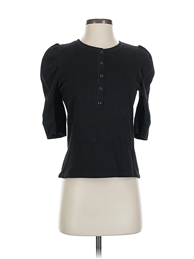 Pre-owned Rebecca Minkoff 3/4 Sleeve Top Black Keyhole Neckline Tops