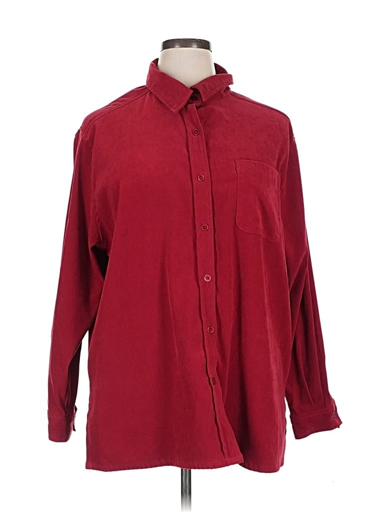 Pre-owned Denim & Co Long Sleeve Blouse In Burgundy