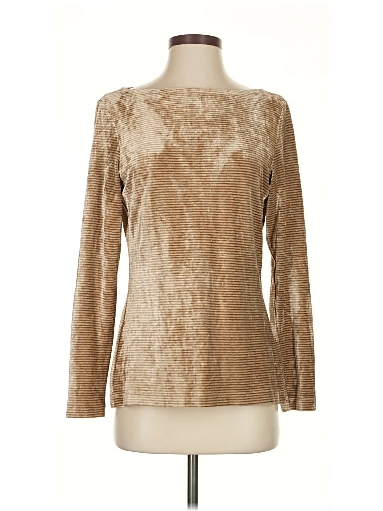 Pre-owned Worth New York Long Sleeve Top Tan Boatneck Tops In Brown