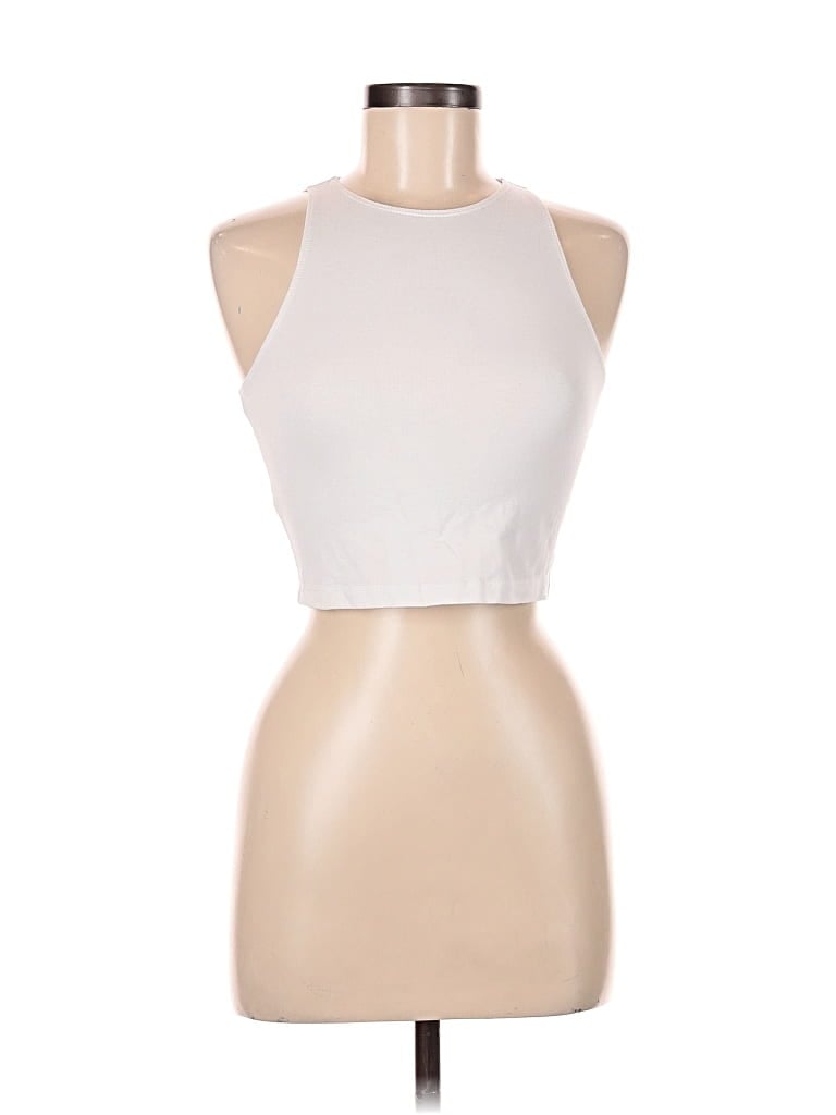 Pre-owned American Apparel Tank Top Ivory Halter Neckline Tops In White