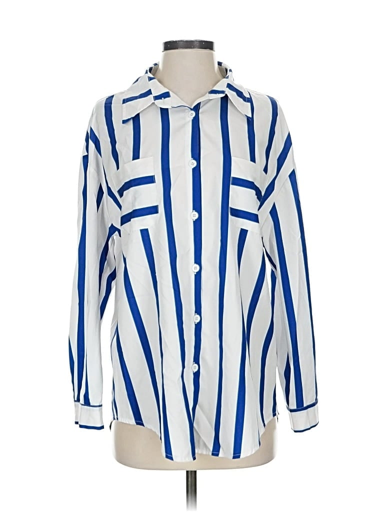 Pre-owned Unbranded Long Sleeve Blouse In Blue