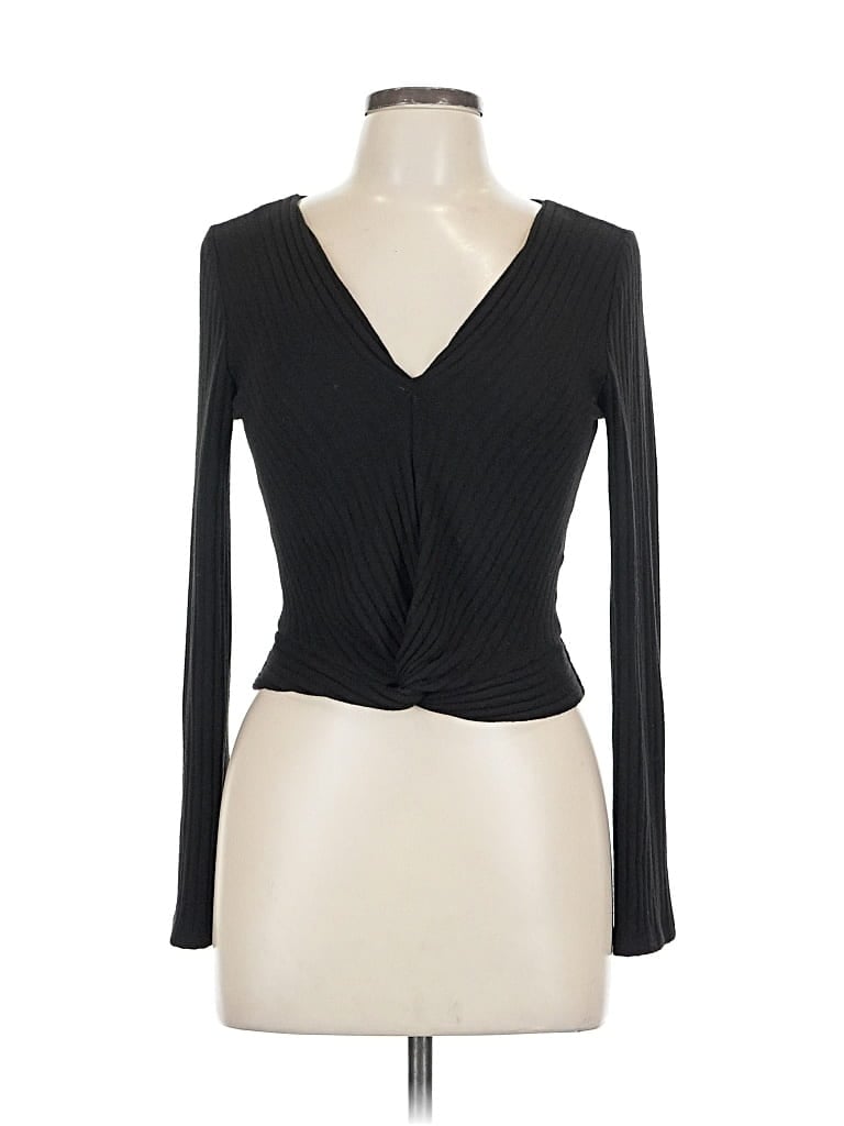 Pre-owned 8 By Yoox Long Sleeve Top Black V Neck Tops