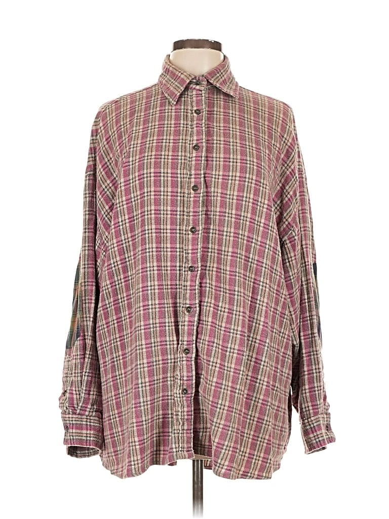 Pre-owned Angie Long Sleeve Button Down Shirt In Burgundy