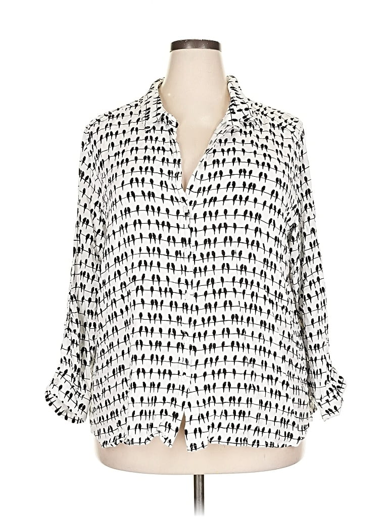 Pre-owned Jane And Delancey 3/4 Sleeve Blouse In White