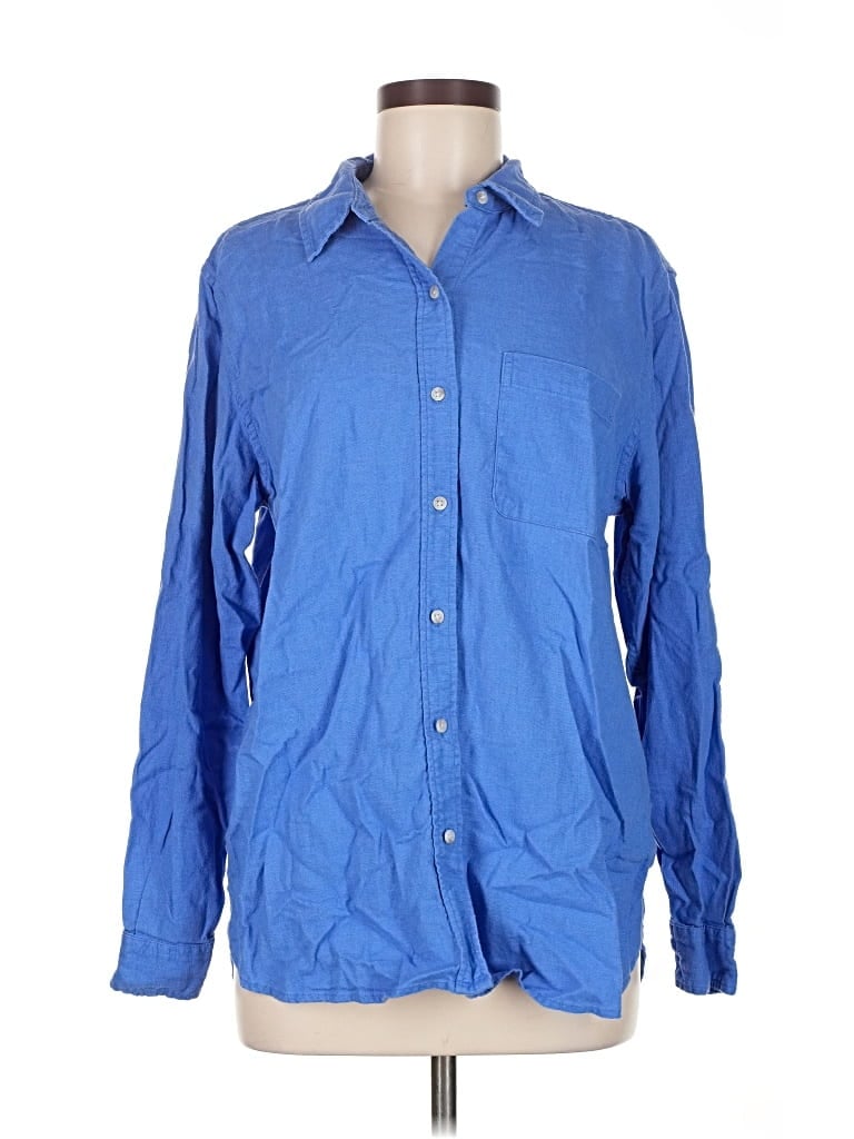 Pre-owned Universal Thread Long Sleeve Button Down Shirt In Blue