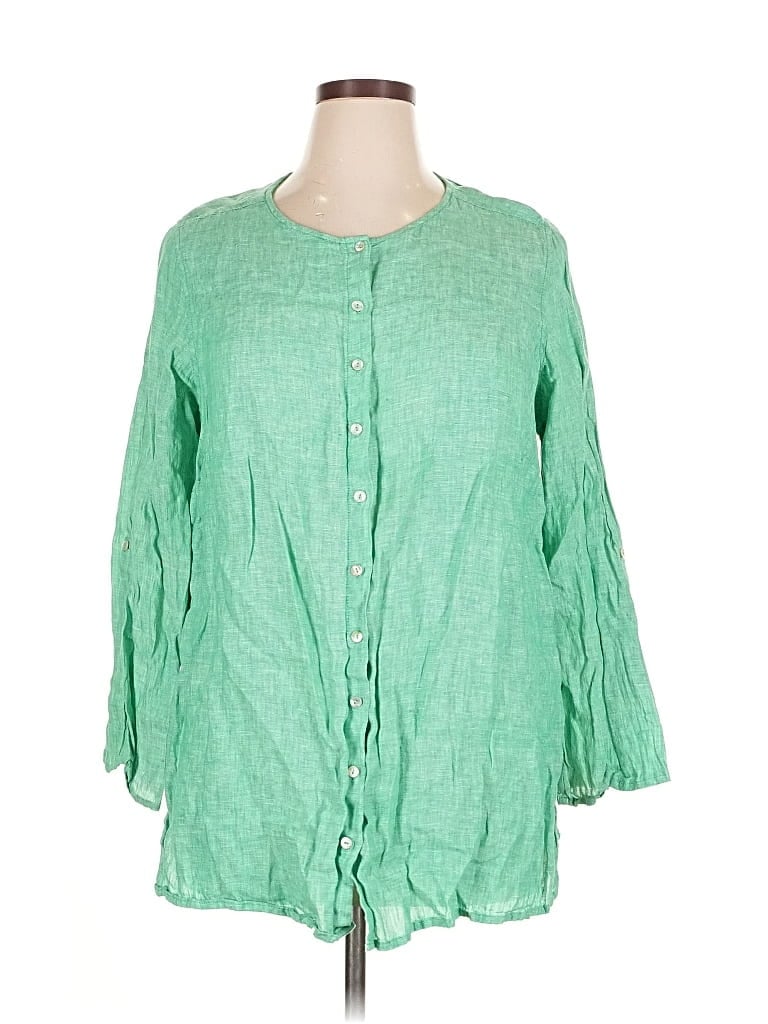 Pre-owned Tahari 3/4 Sleeve Blouse In Green