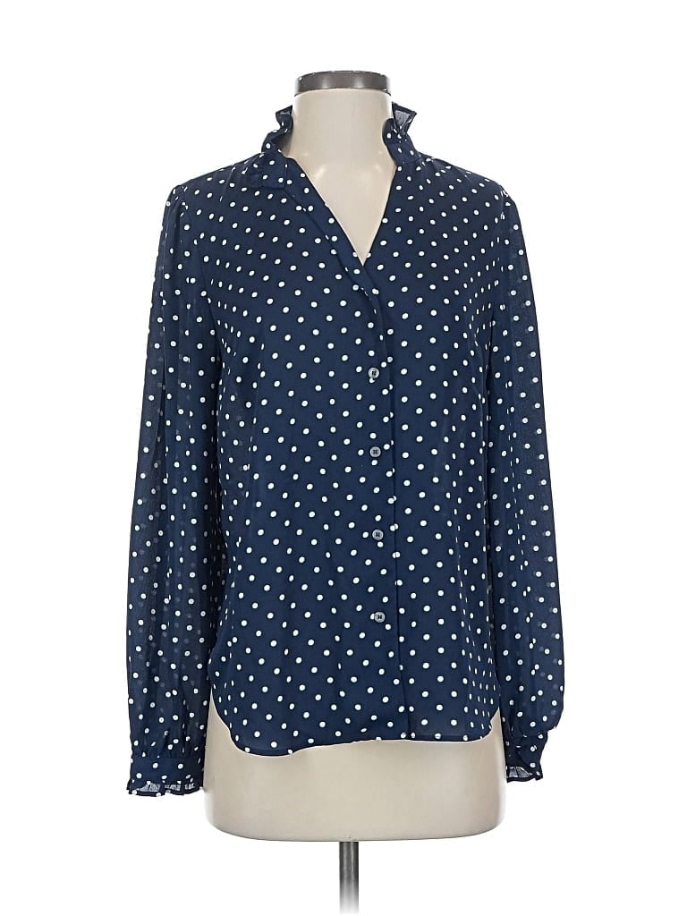 Pre-owned Ann Taylor Long Sleeve Blouse In Blue