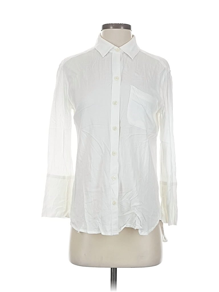 Pre-owned Felicite 3/4 Sleeve Button Down Shirt In White