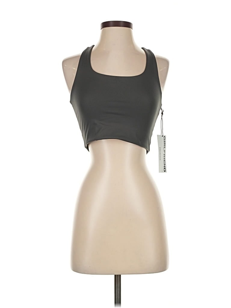 Girlfriend Collective Tank Top Gray Halter Neckline Tops