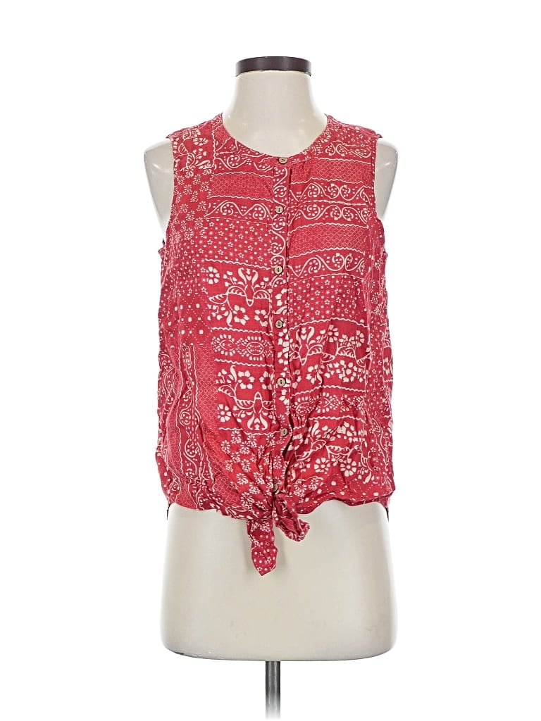 Pre-owned Nicole Miller Sleeveless Blouse In Red