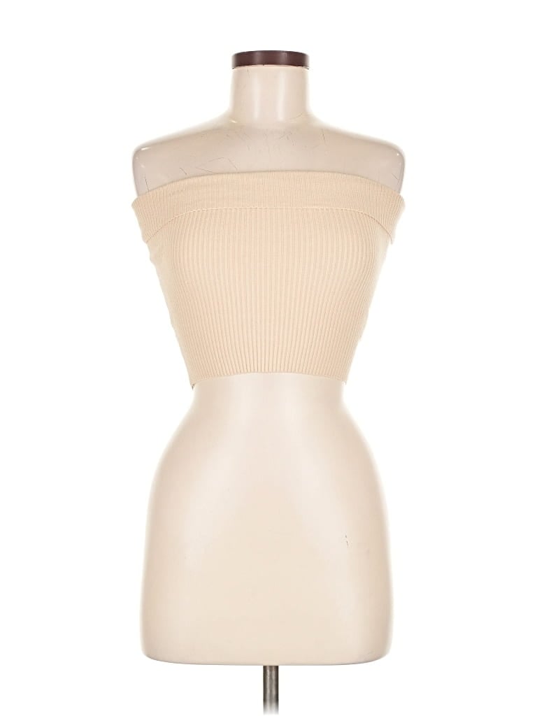 Pre-owned Sky To Moon Tube Top Tan Strapless Neckline Tops In Brown